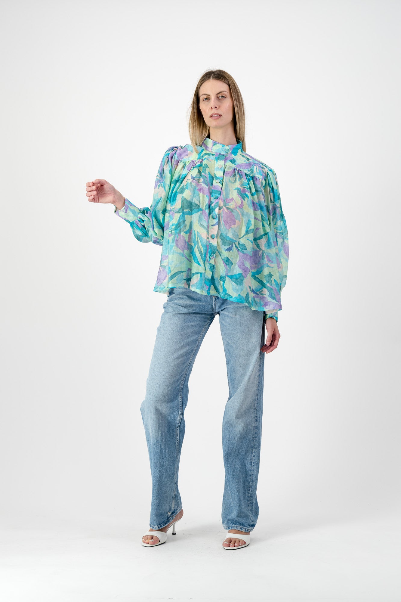PRE-ORDER Verdancia Chiffon Top — Green Print Chiffon