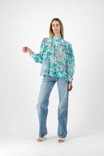 PRE-ORDER Verdancia Chiffon Top — Green Print Chiffon