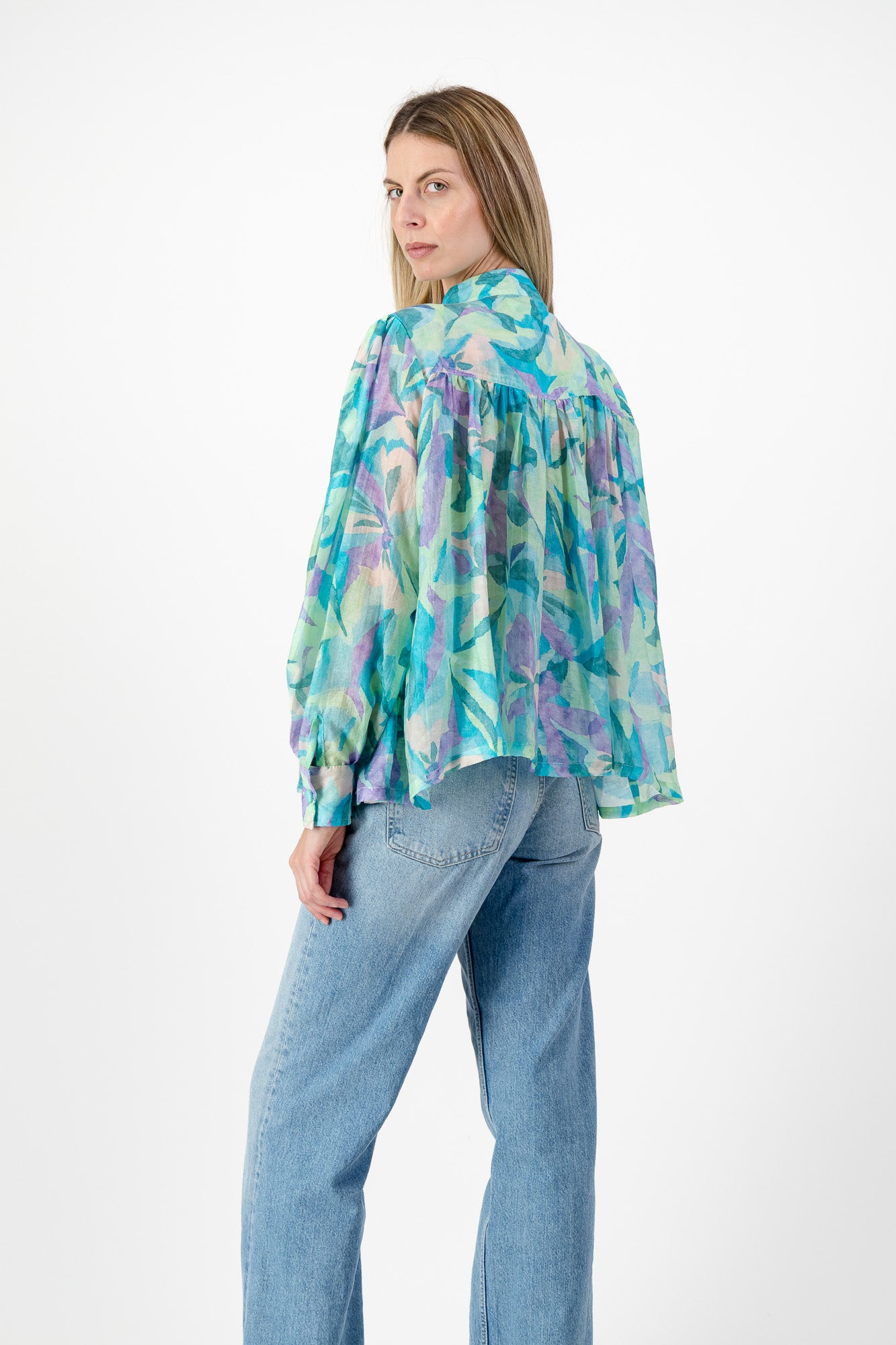 PRE-ORDER Verdancia Chiffon Top — Green Print Chiffon