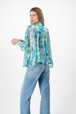 PRE-ORDER Verdancia Chiffon Top — Green Print Chiffon