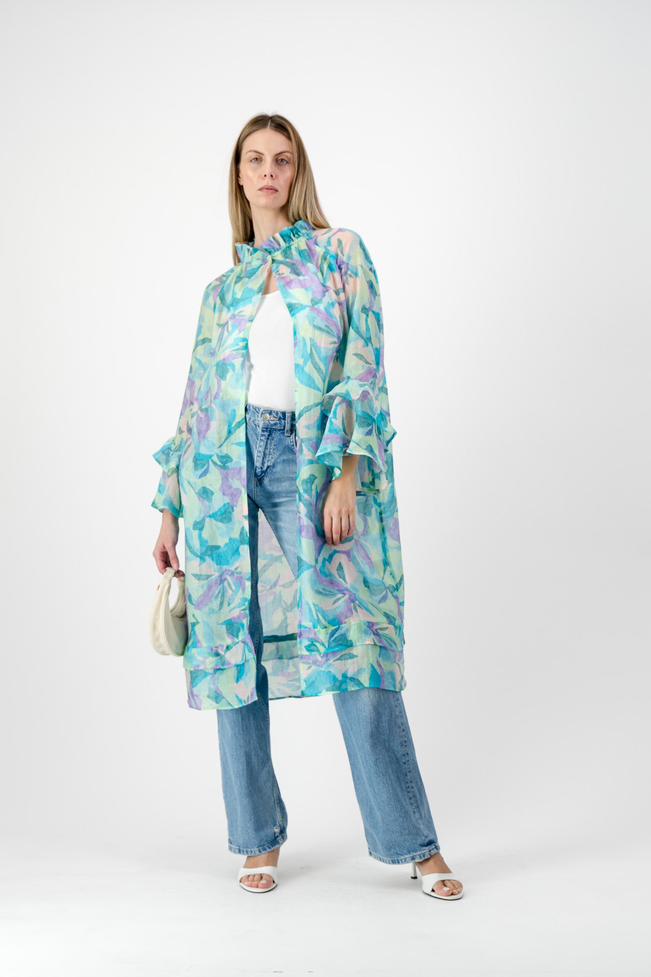 Aquarelle Kimono — Green Chiffon Print