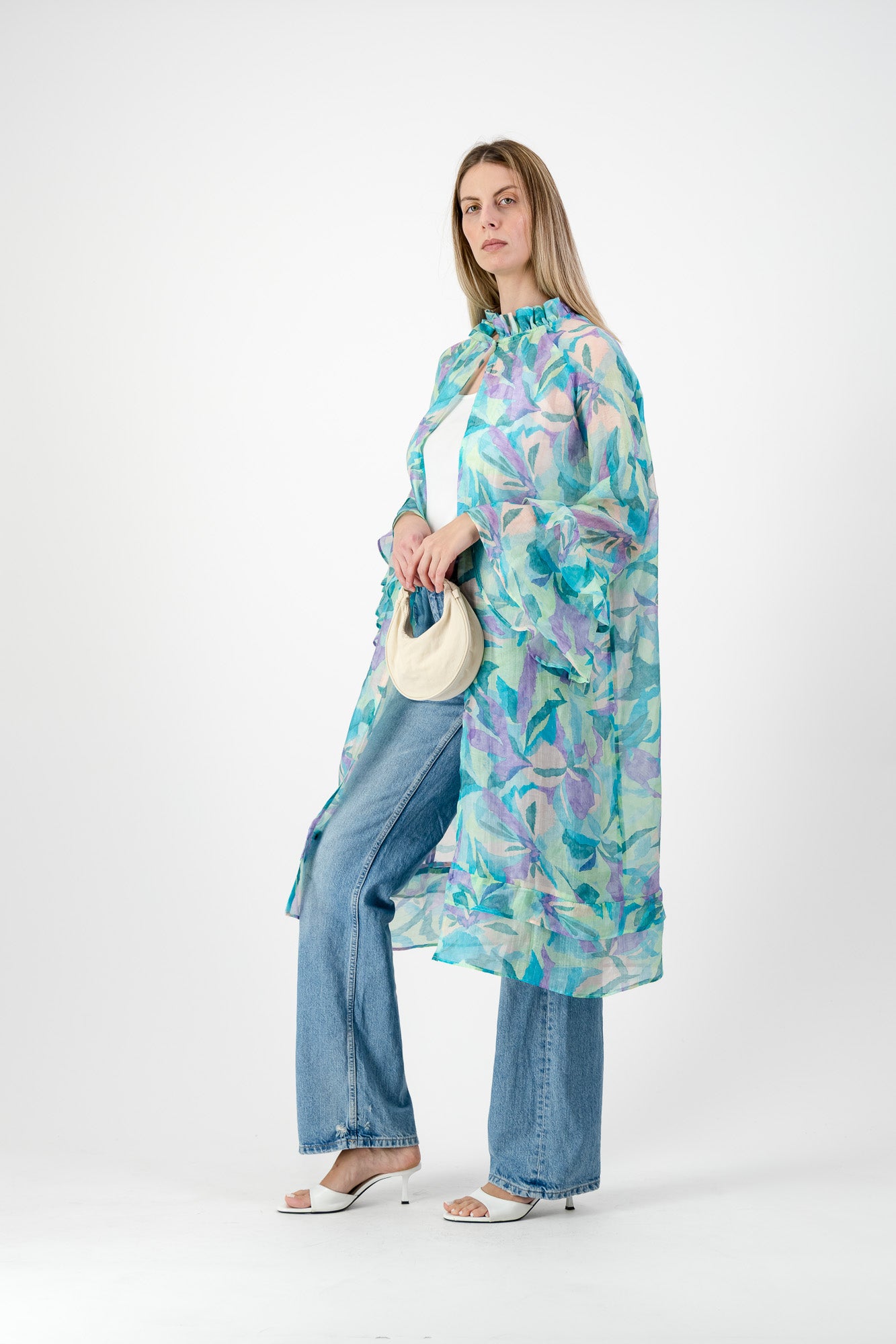 Aquarelle Kimono — Green Chiffon Print