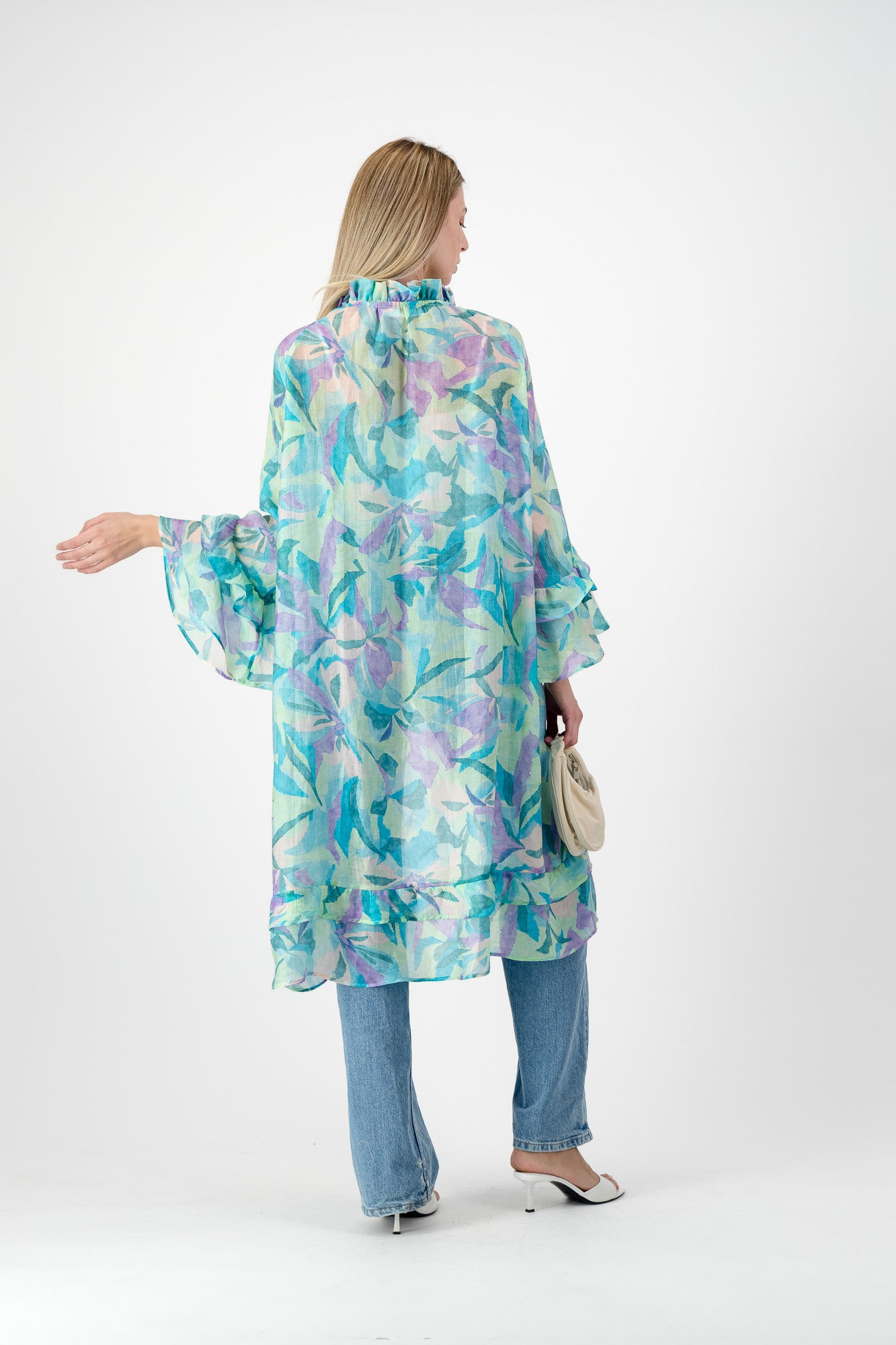 Aquarelle Kimono — Green Chiffon Print