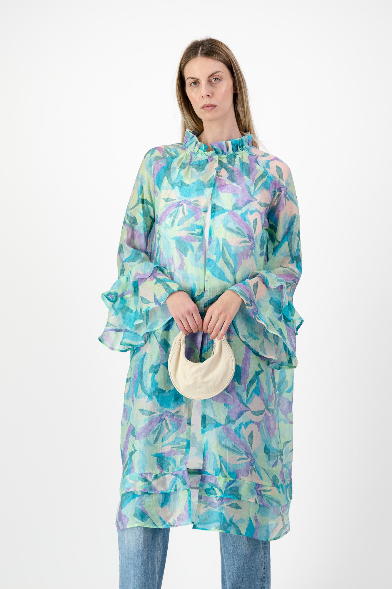 Aquarelle Kimono — Green Chiffon Print