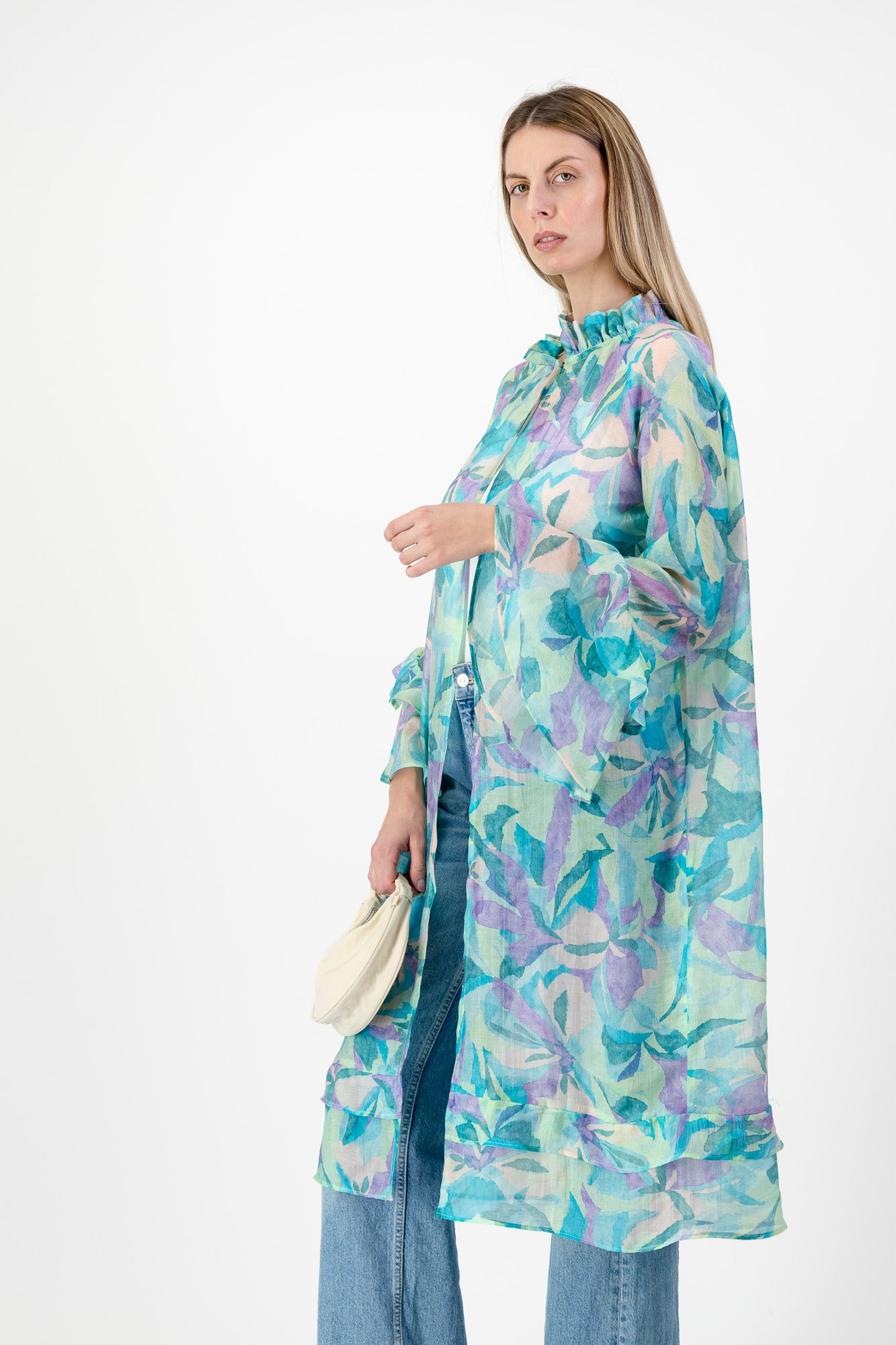 Aquarelle Kimono — Green Chiffon Print
