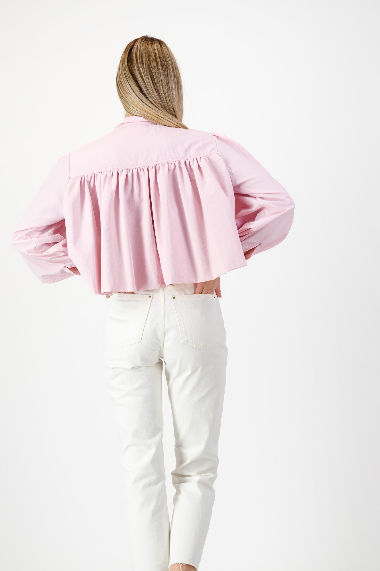 PRE-ORDER Petal Edge Scallop Jacket — Light Pink Cropped