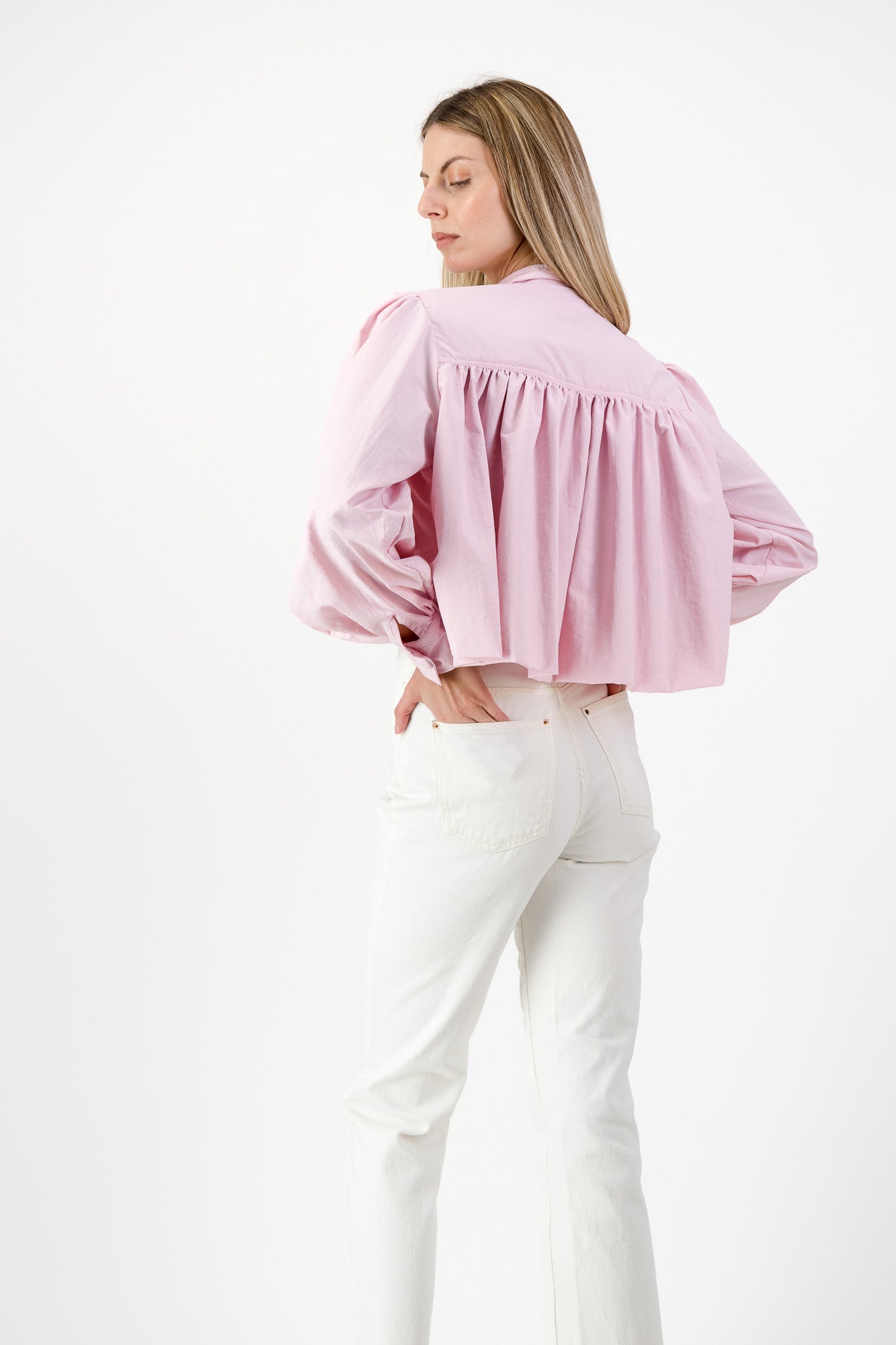 PRE-ORDER Petal Edge Scallop Jacket — Light Pink Cropped
