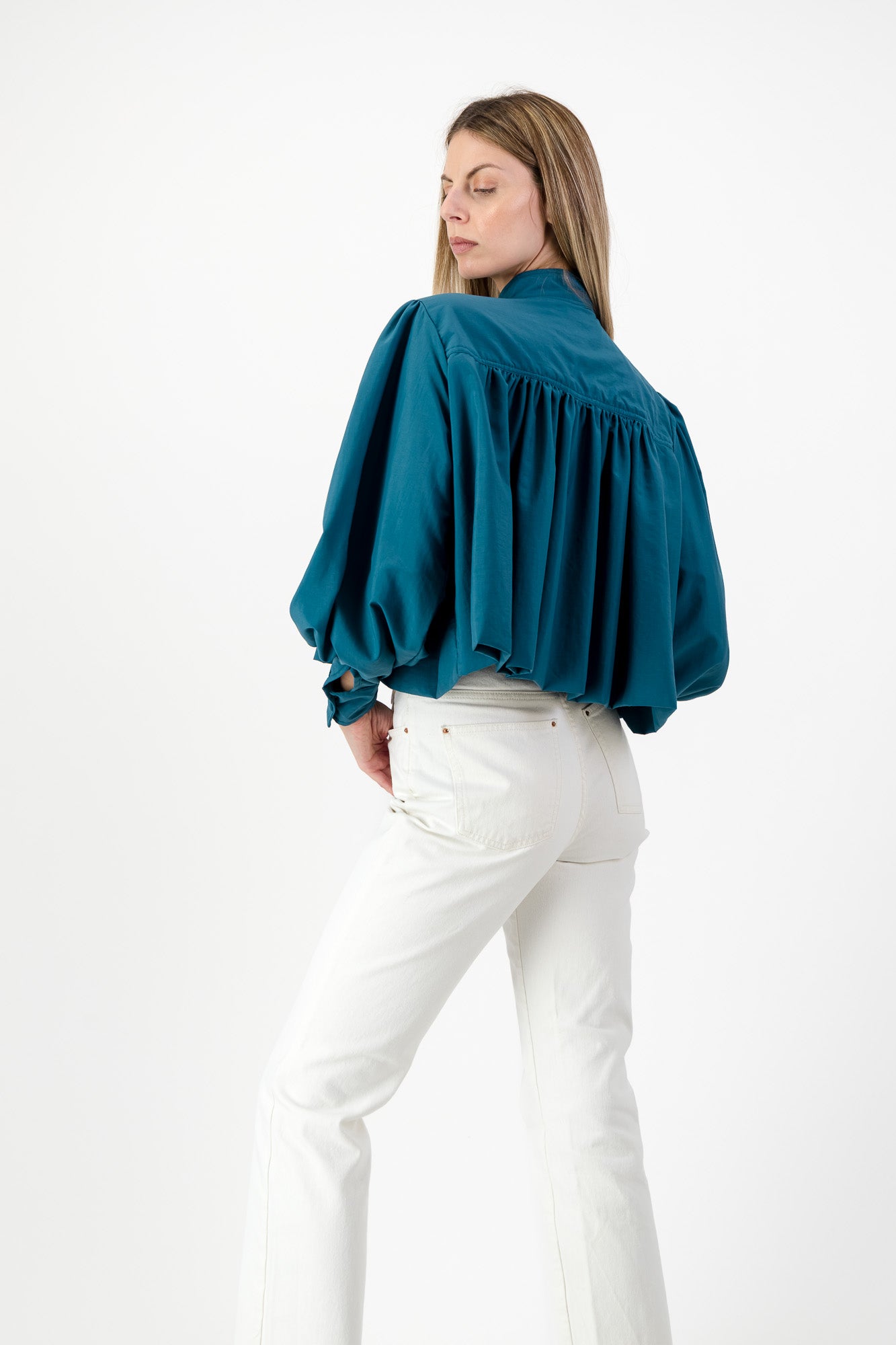 PRE-ORDER Azure Crest Scallop Jacket — Teal Cropped