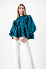 PRE-ORDER Azure Crest Scallop Jacket — Teal Mid Length