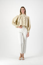PRE-ORDER Drifted Solace Scallop Jacket — Light Stone Cropped length