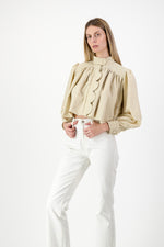 PRE-ORDER Drifted Solace Scallop Jacket — Light Stone Cropped length