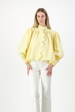 PRE-ORDER Limoncello Crest Scallop Jacket — Butter Yellow Mid Length