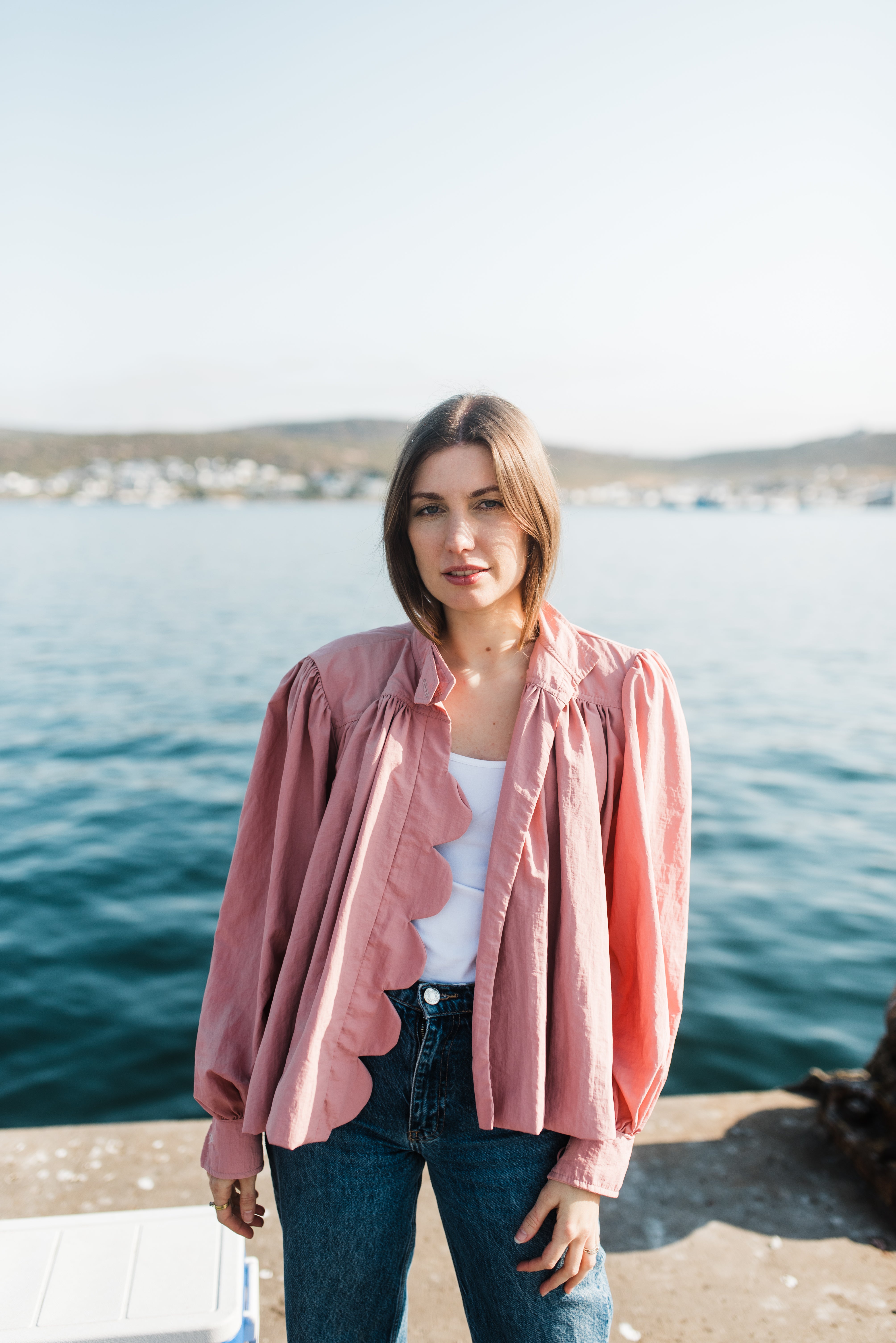 PRE-ORDER Rose Dawn Scallop Jacket — Dusty Pink Mid length