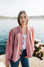 PRE-ORDER Rose Dawn Scallop Jacket — Dusty Pink Mid length