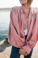 PRE-ORDER Rose Dawn Scallop Jacket — Dusty Pink Mid length