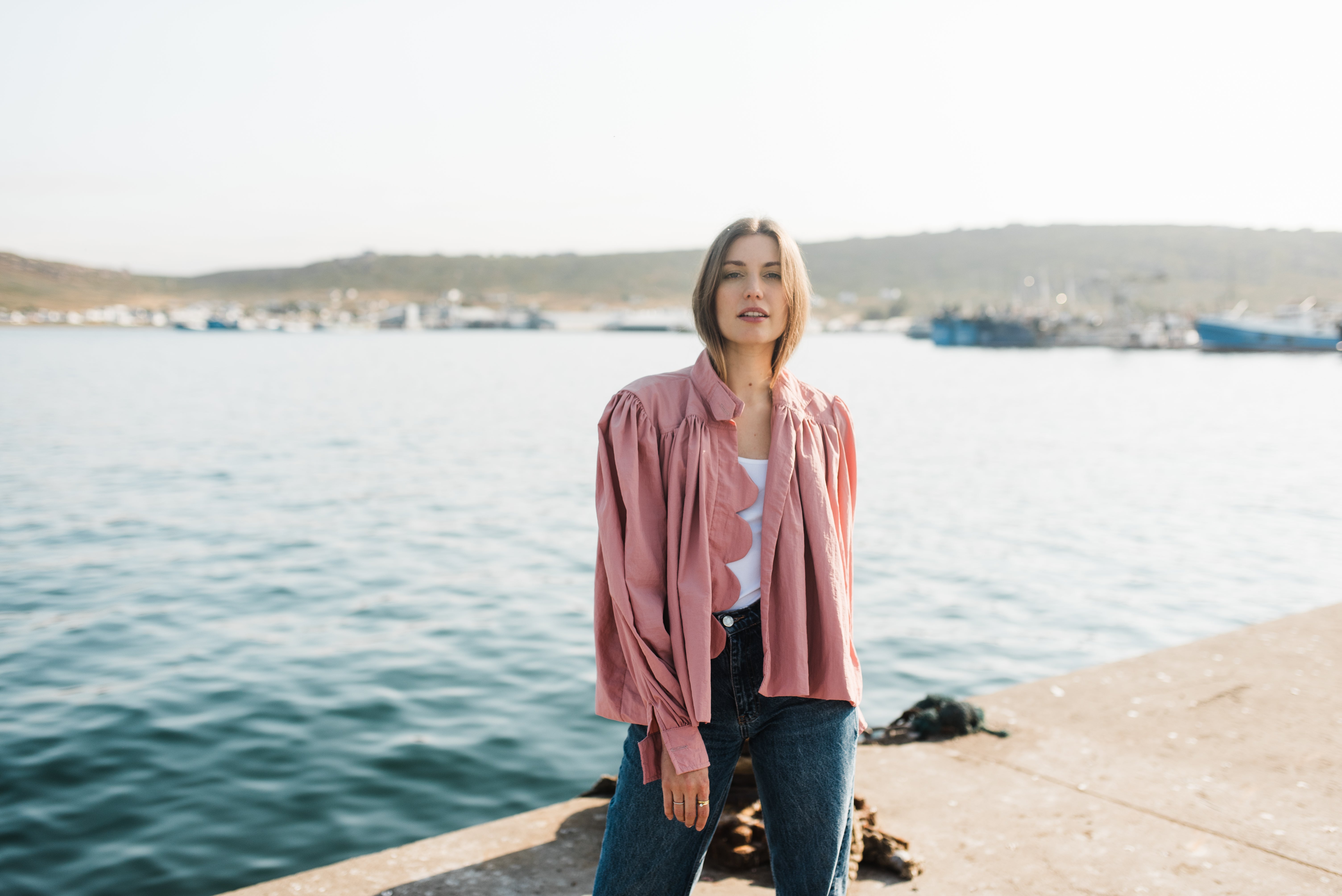 PRE-ORDER Rose Dawn Scallop Jacket — Dusty Pink Mid length
