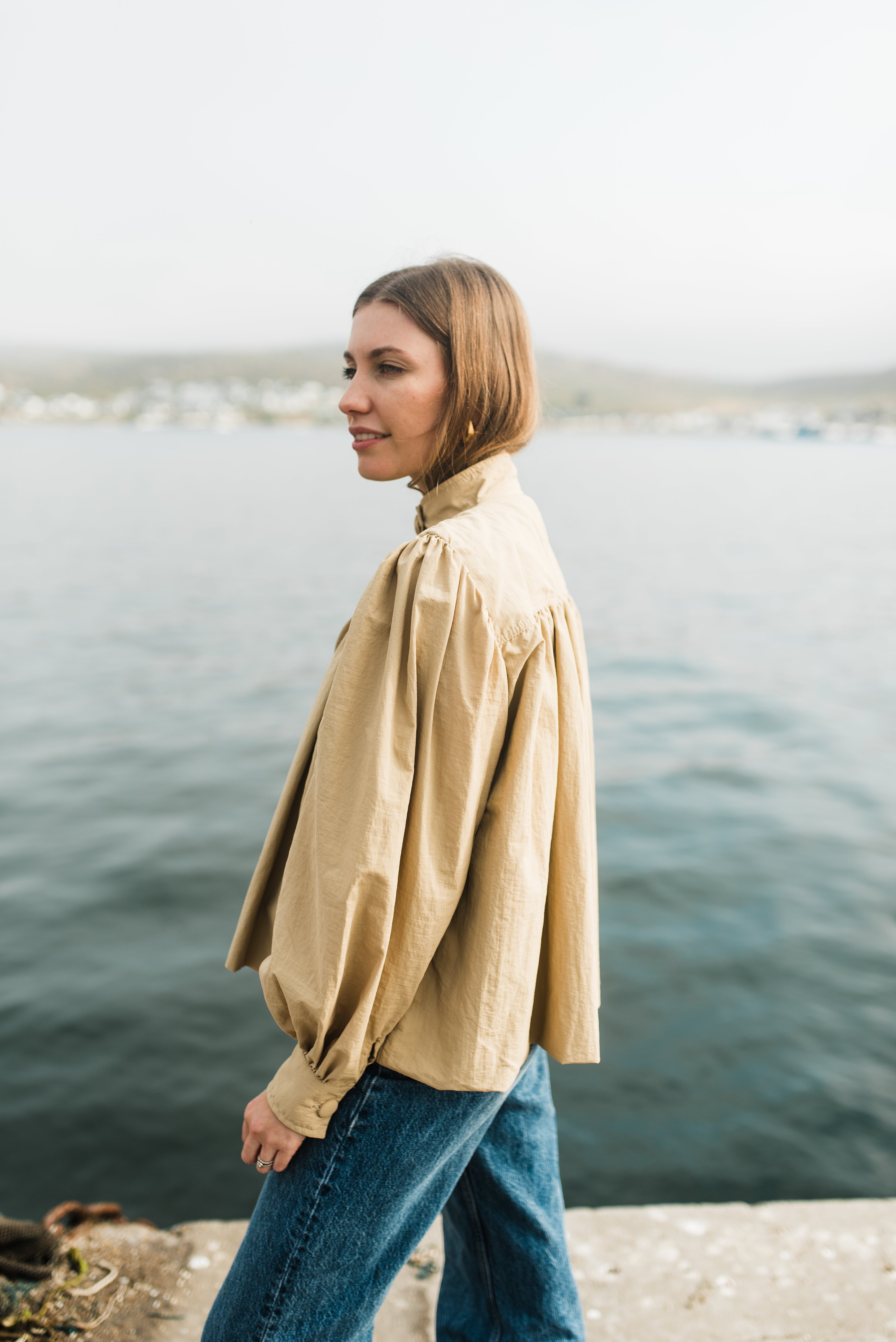 PRE-ORDER Dusk Petal Scallop Jacket — Dark Stone Mid length