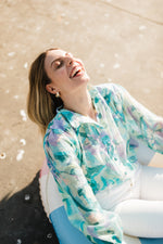 PRE-ORDER Verdancia Chiffon Top — Green Print Chiffon