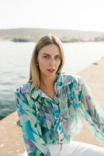 PRE-ORDER Verdancia Chiffon Top — Green Print Chiffon