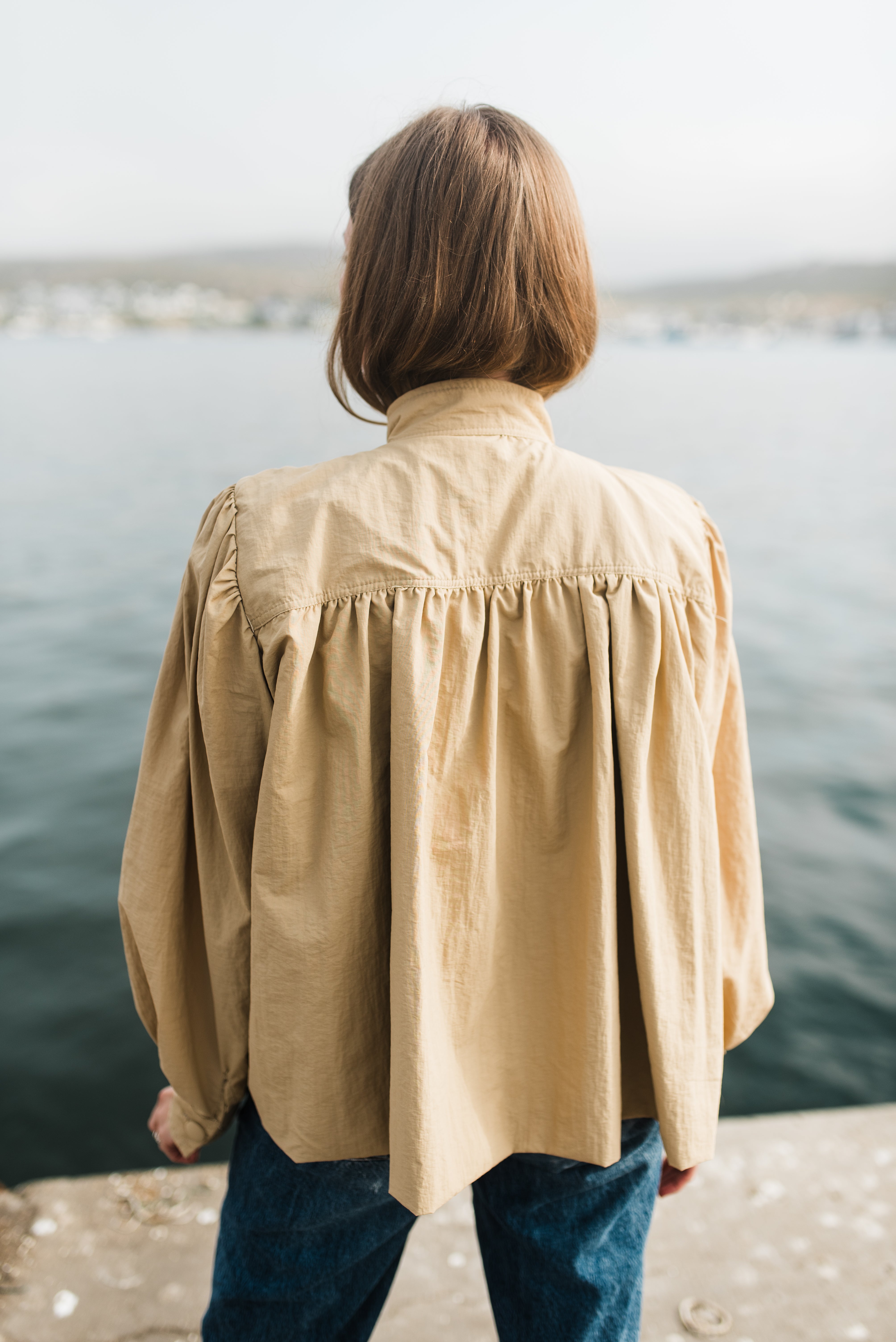 PRE-ORDER Dusk Petal Scallop Jacket — Dark Stone Mid length