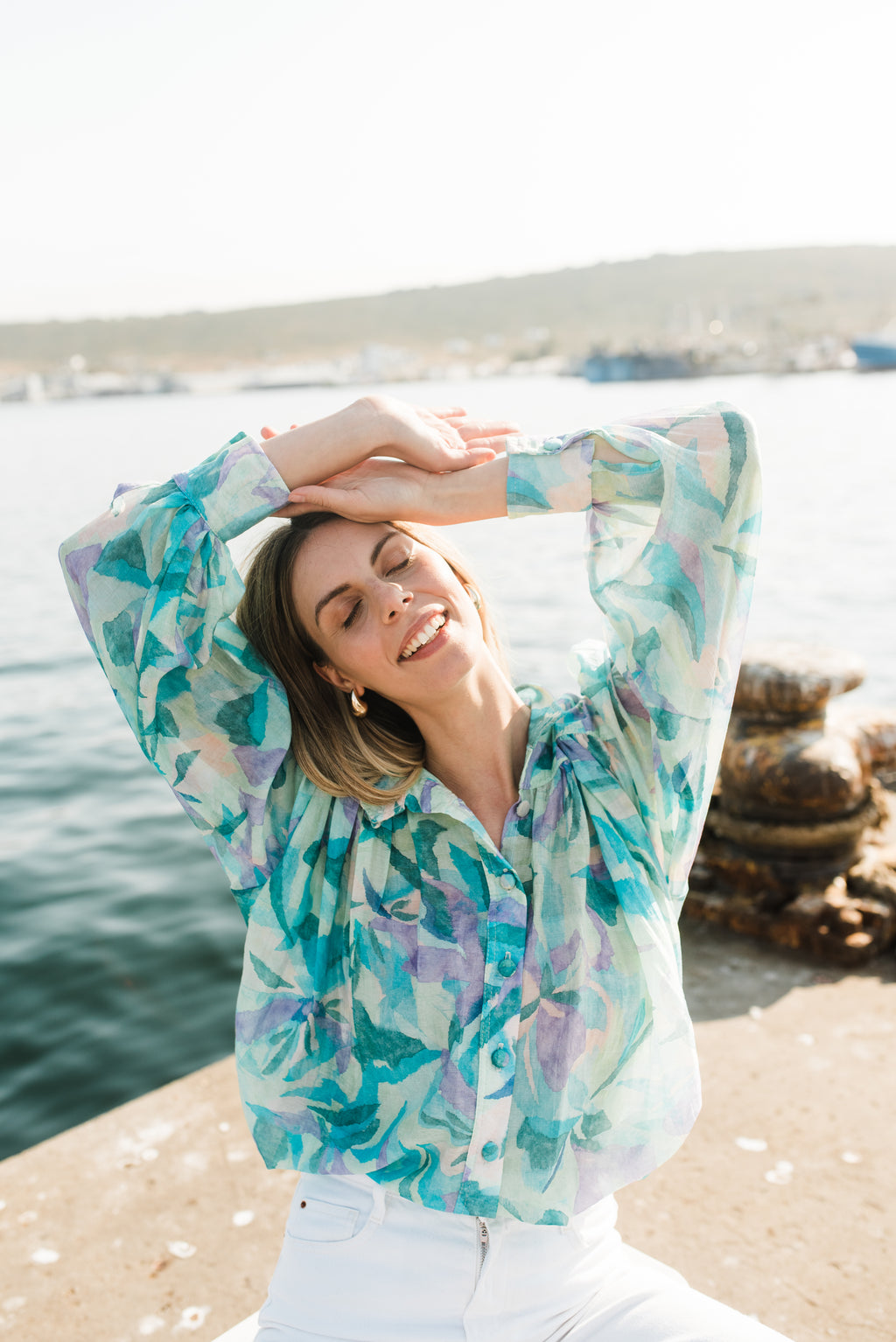 PRE-ORDER Verdancia Chiffon Top — Green Print Chiffon