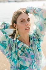 PRE-ORDER Verdancia Chiffon Top — Green Print Chiffon