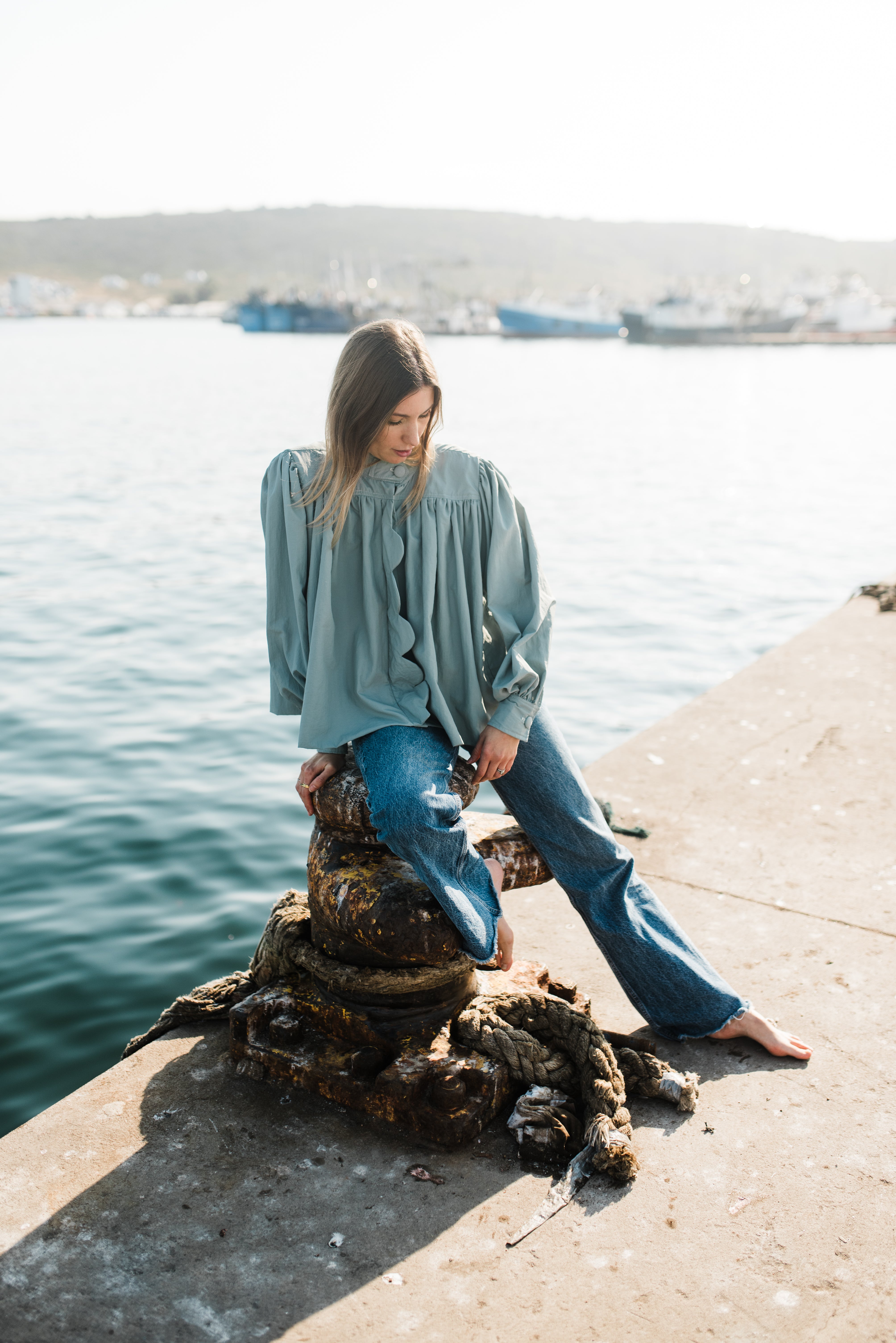 PRE-ORDER Tide Bloom Scallop Jacket - Duck egg Mid length