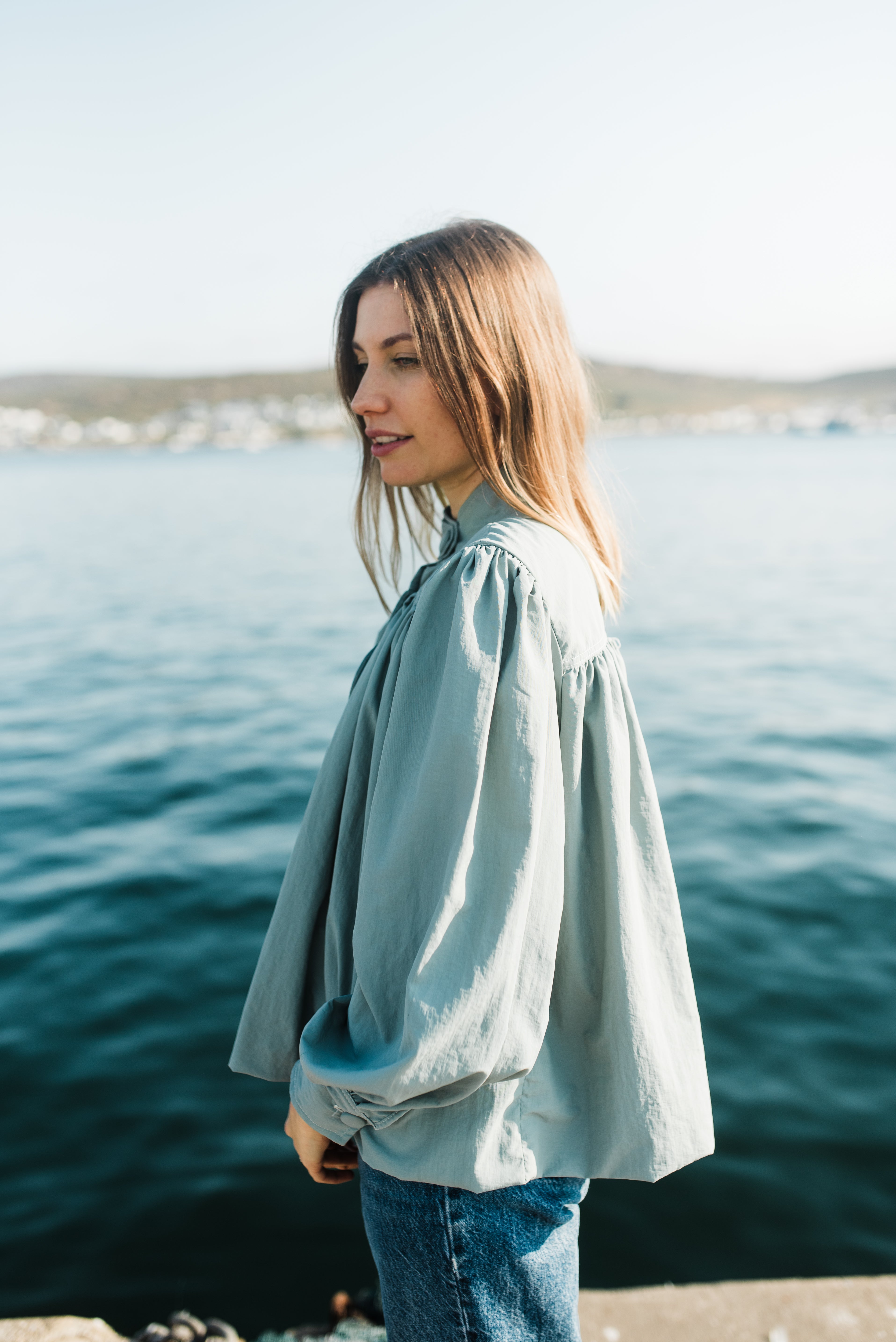 PRE-ORDER Tide Bloom Scallop Jacket - Duck egg Mid length