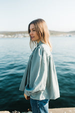 PRE-ORDER Tide Bloom Scallop Jacket - Duck egg Mid length