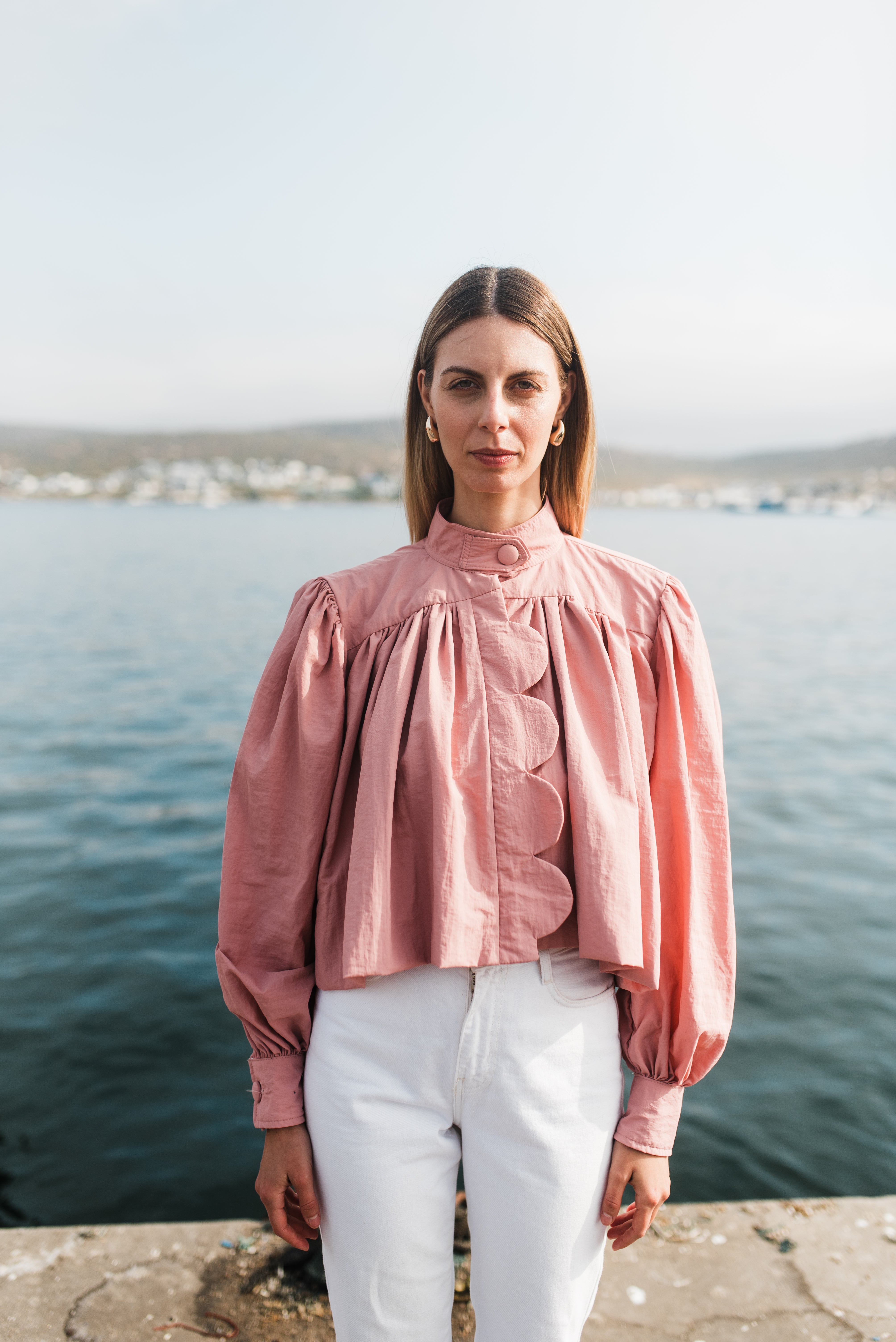 PRE-ORDER Rose Dawn Scallop Jacket — Dusty Pink Cropped length