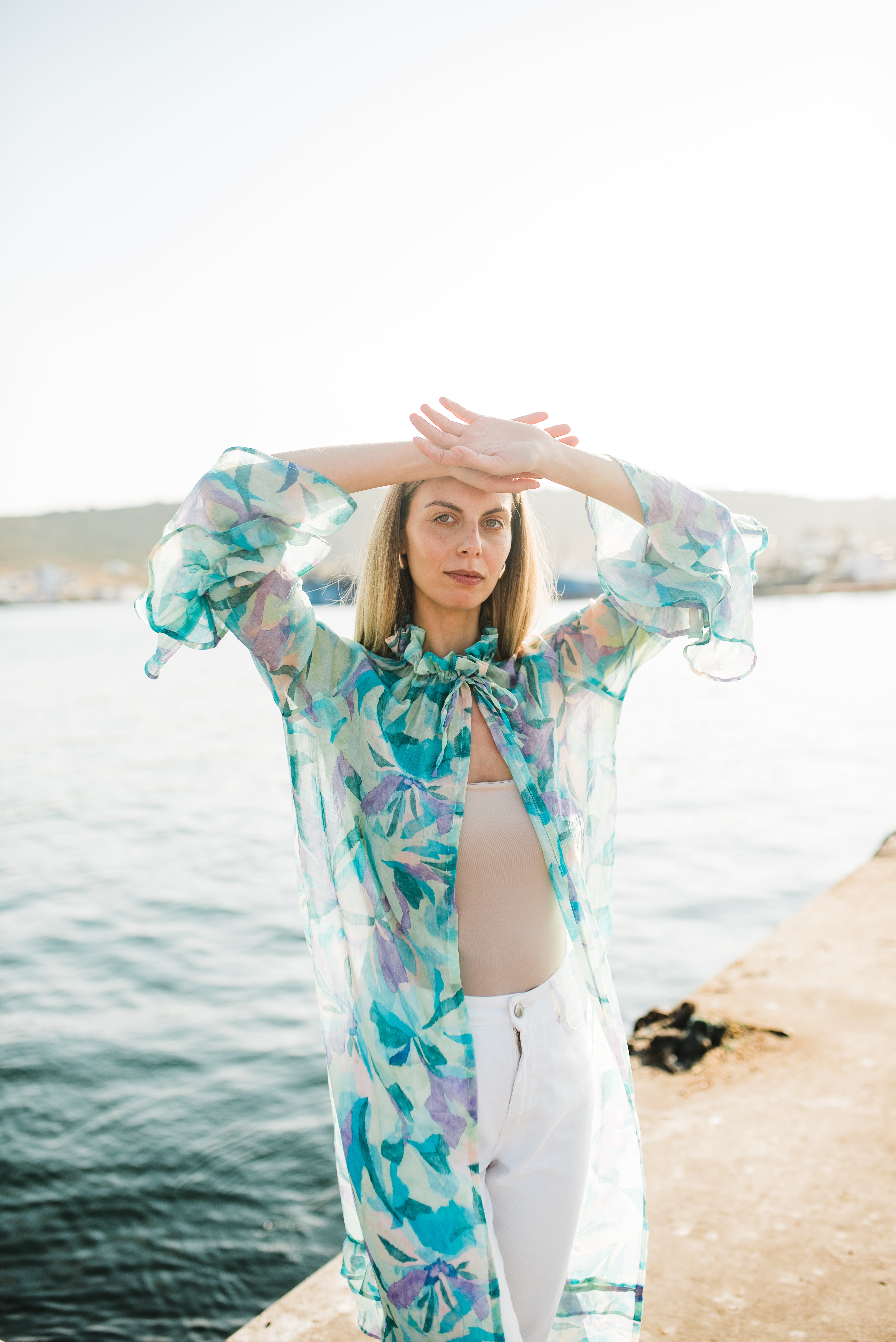 Aquarelle Kimono — Green Chiffon Print