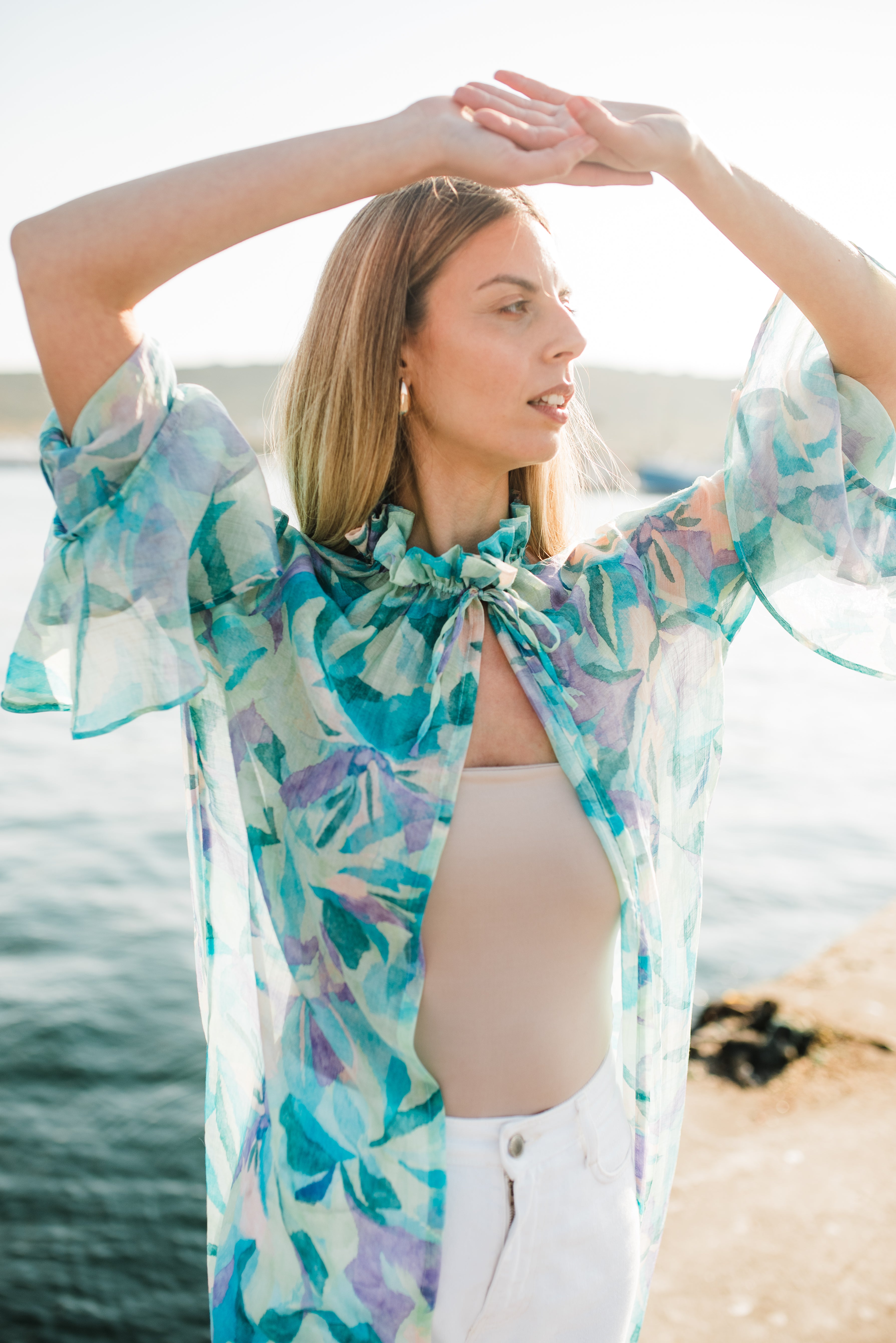 Aquarelle Kimono — Green Chiffon Print