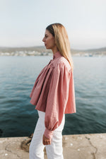 PRE-ORDER Rose Dawn Scallop Jacket — Dusty Pink Cropped length