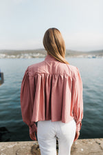 PRE-ORDER Rose Dawn Scallop Jacket — Dusty Pink Cropped length
