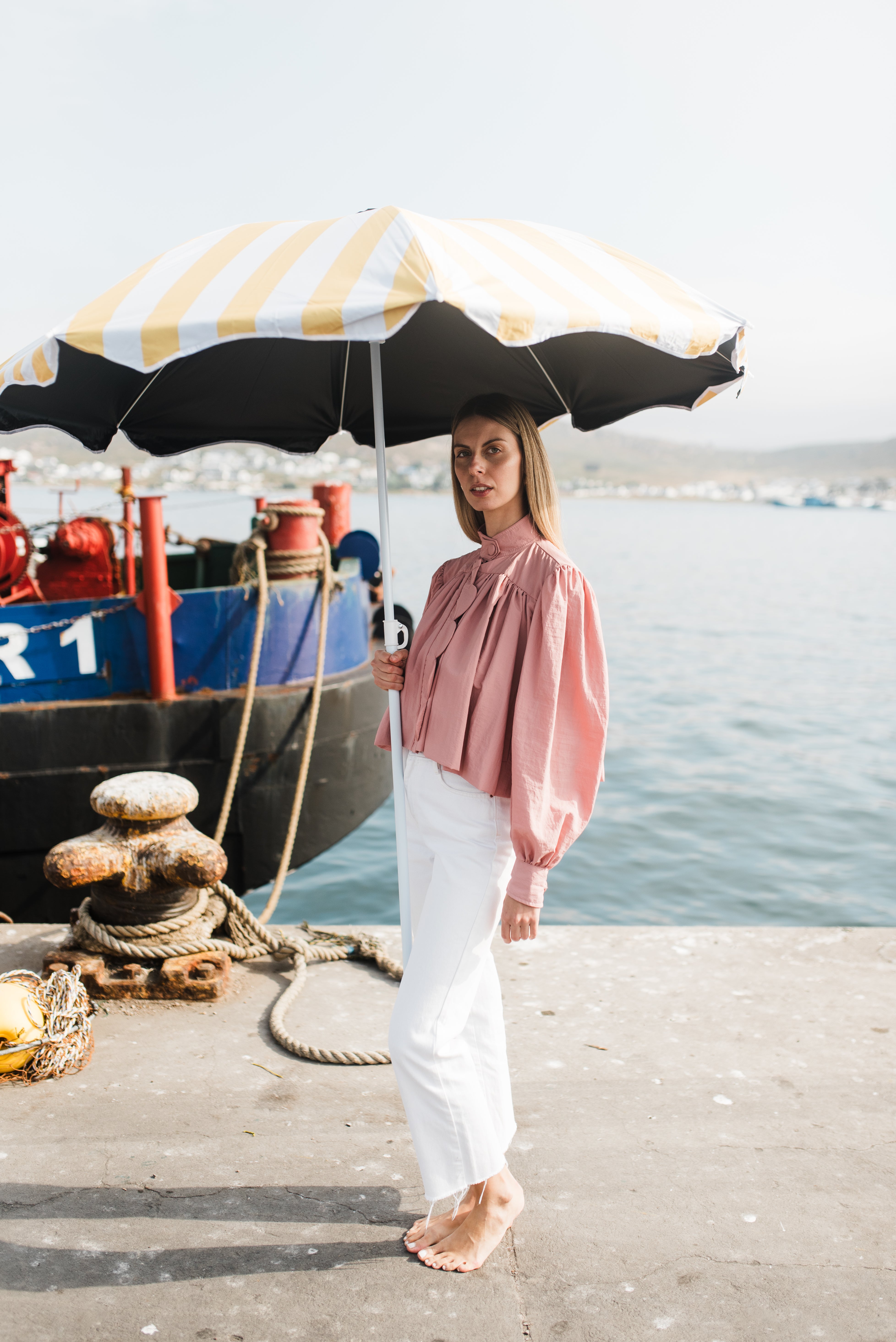 PRE-ORDER Rose Dawn Scallop Jacket — Dusty Pink Cropped length