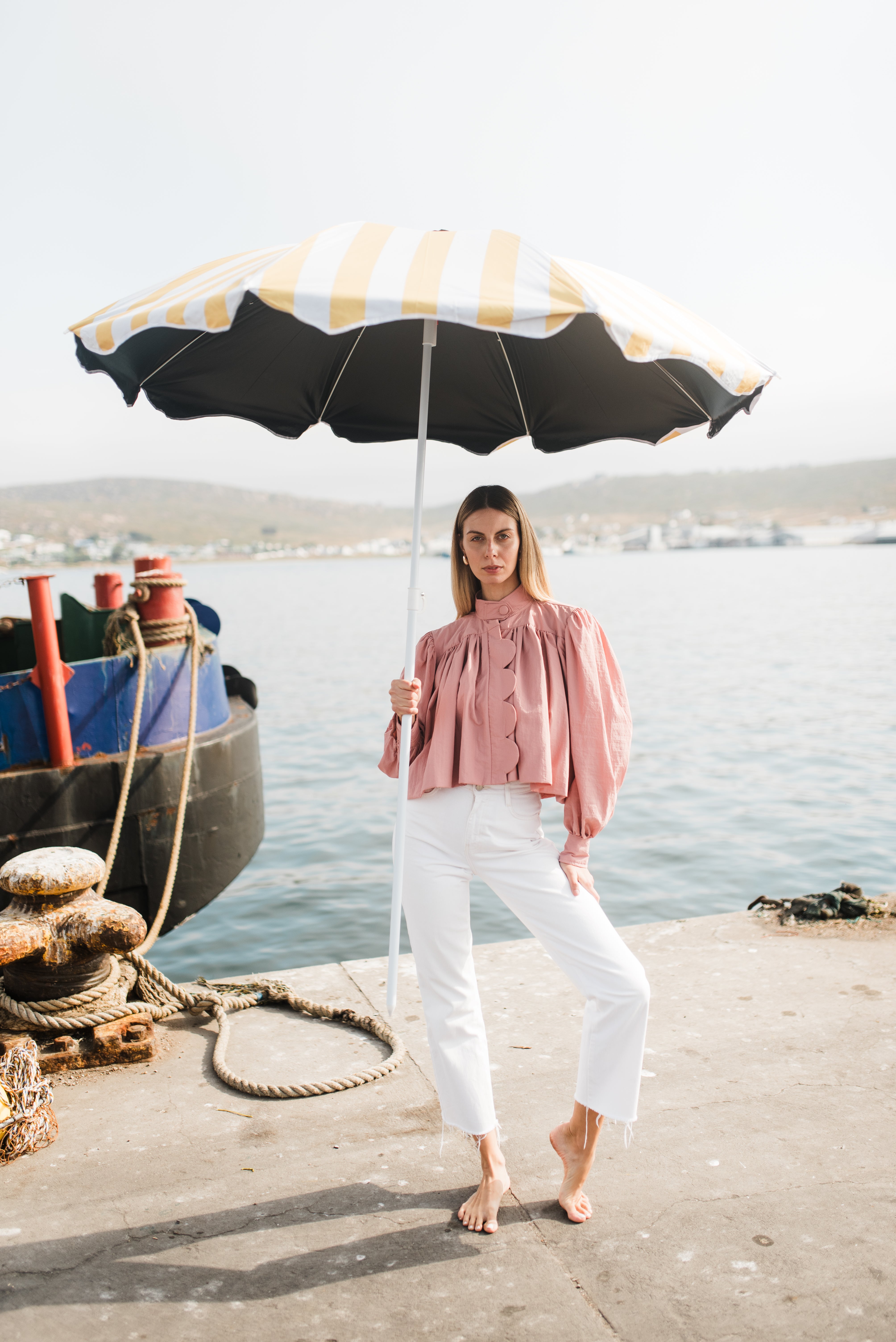 PRE-ORDER Rose Dawn Scallop Jacket — Dusty Pink Cropped length