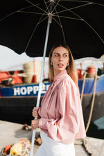 PRE-ORDER Rose Dawn Scallop Jacket — Dusty Pink Cropped length