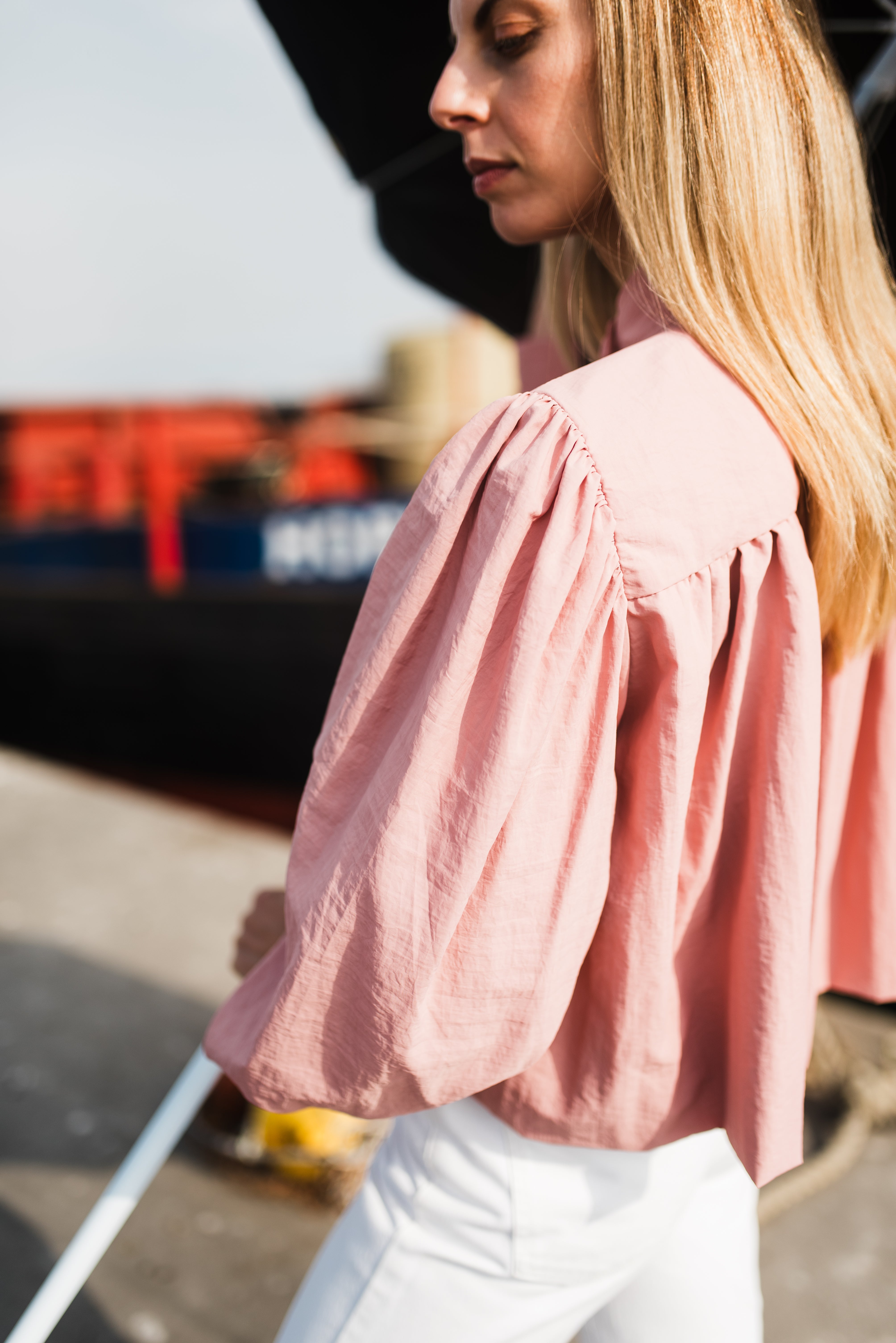 PRE-ORDER Rose Dawn Scallop Jacket — Dusty Pink Cropped length