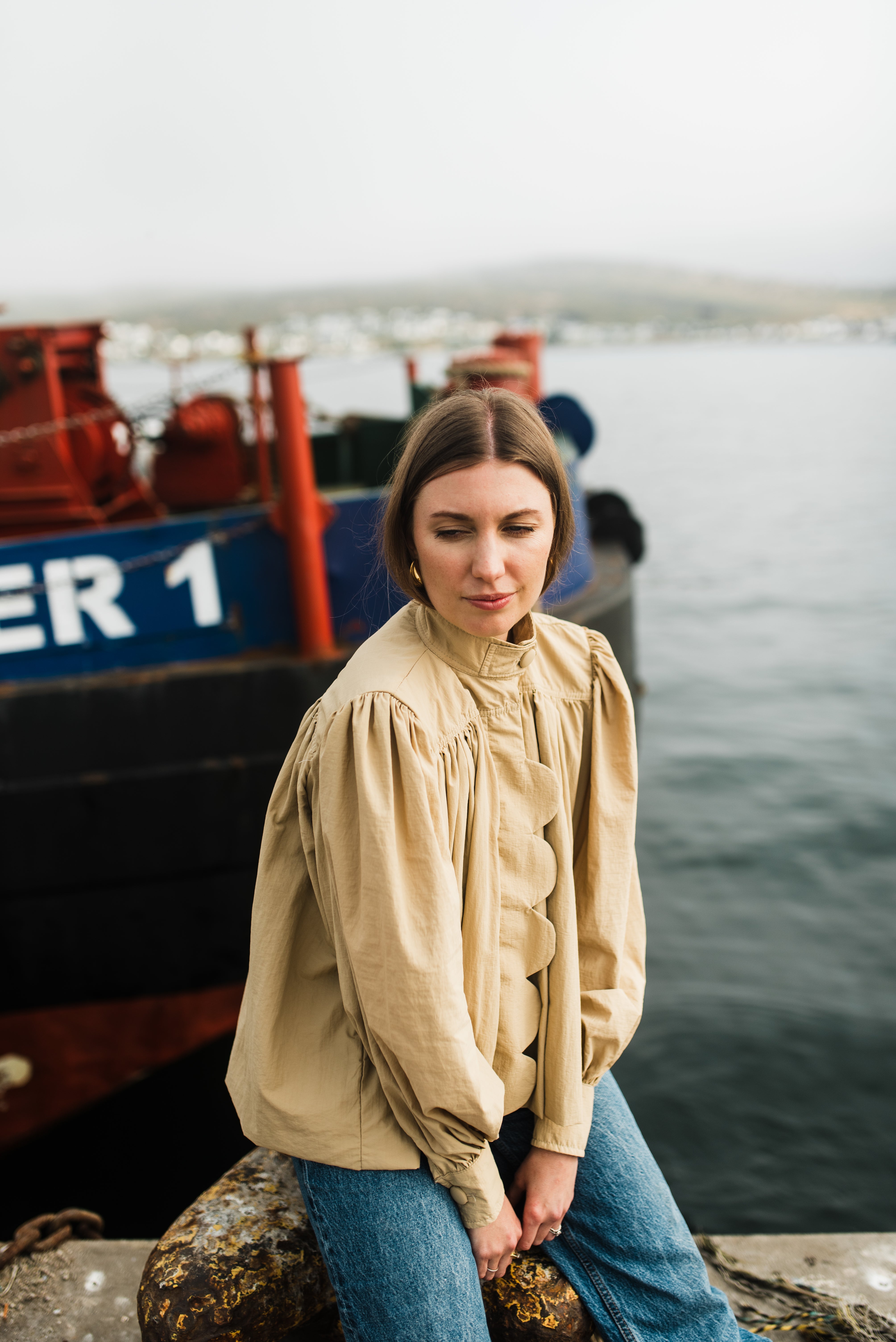 PRE-ORDER Dusk Petal Scallop Jacket — Dark Stone Mid length