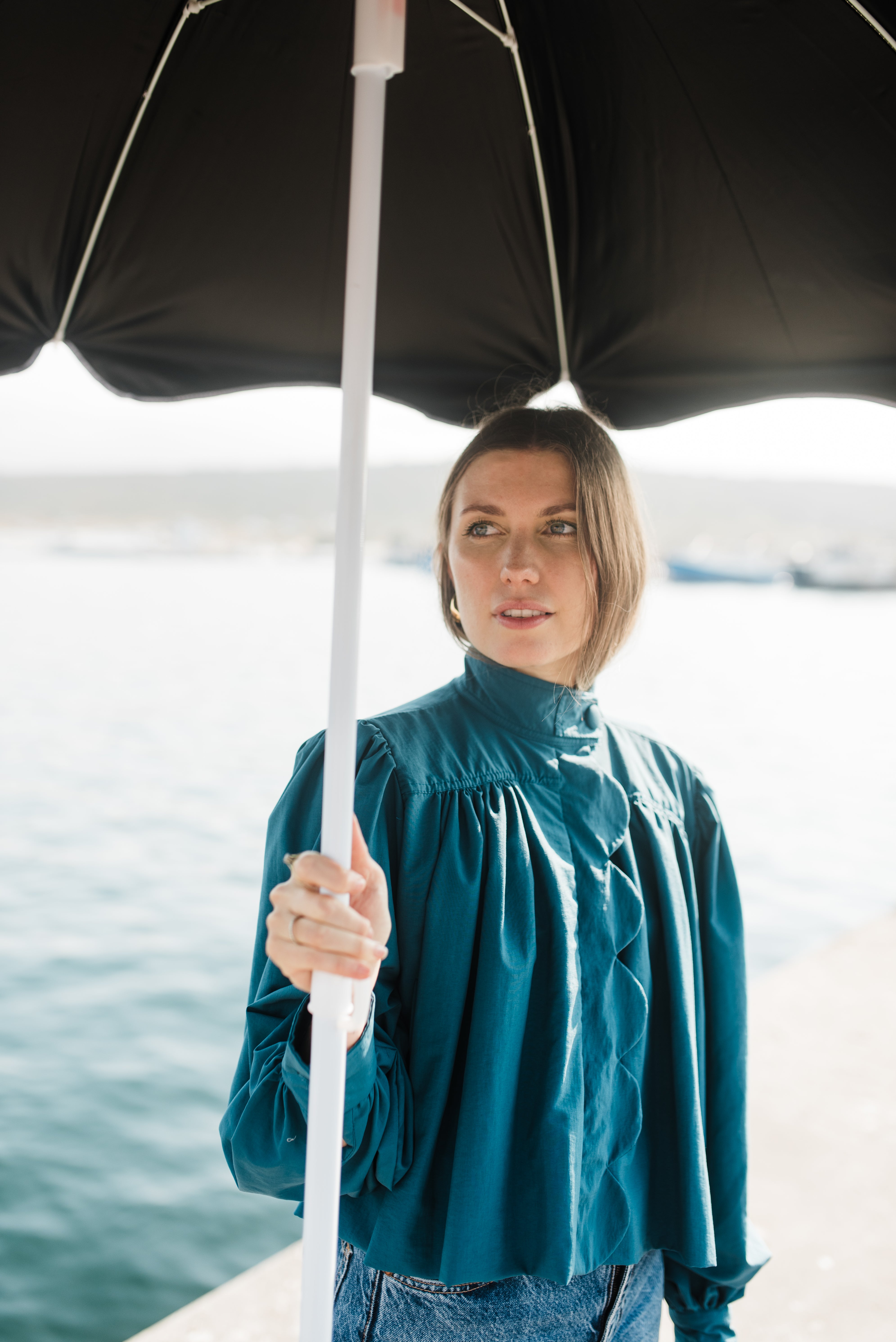 PRE-ORDER Azure Crest Scallop Jacket — Teal Cropped