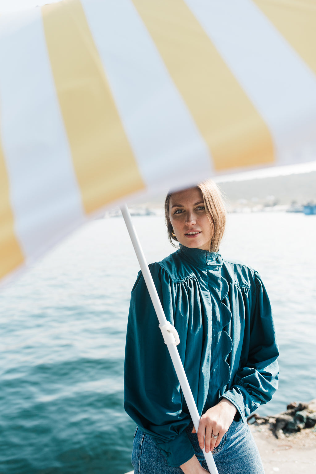 PRE-ORDER Azure Crest Scallop Jacket — Teal Cropped