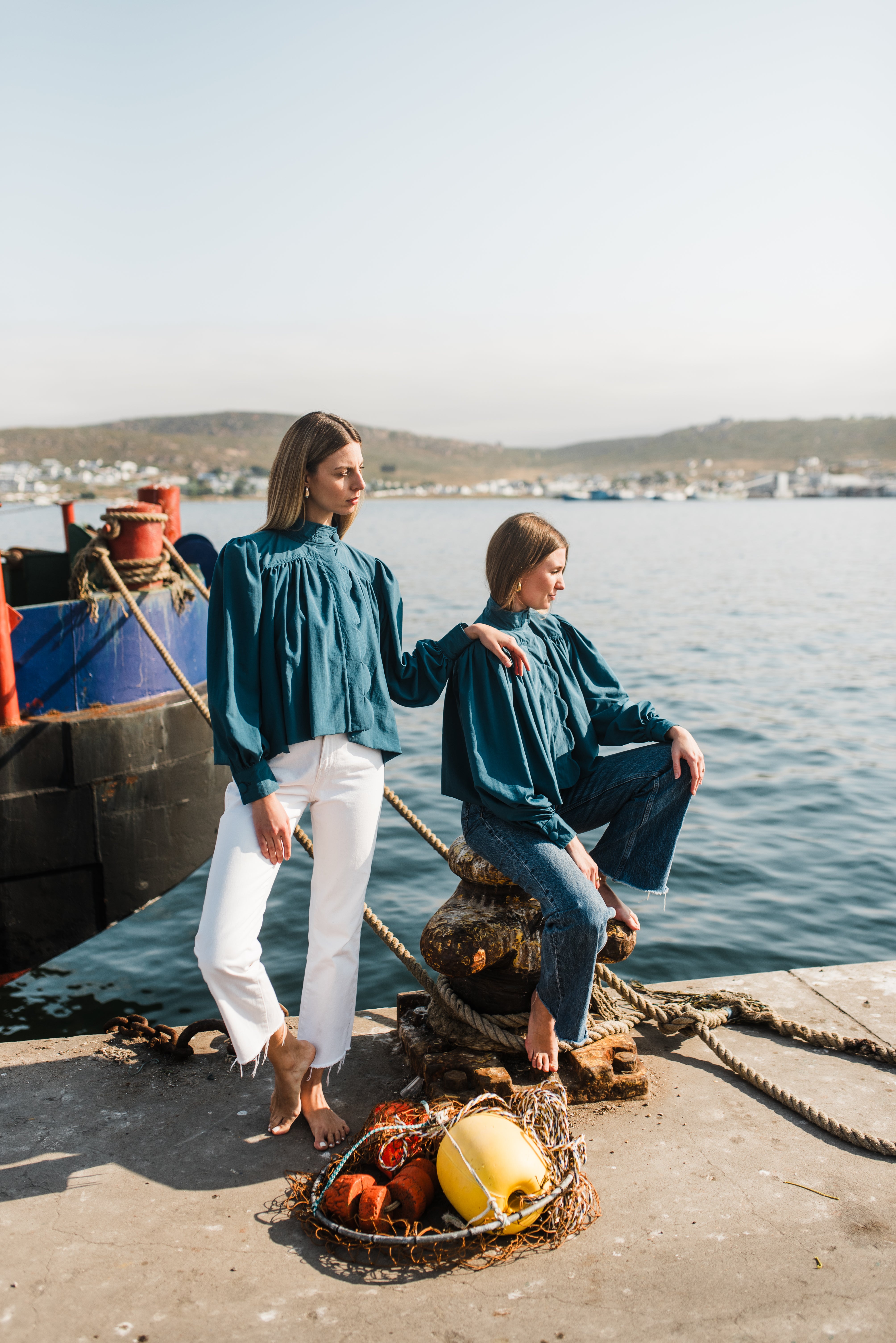 PRE-ORDER Azure Crest Scallop Jacket — Teal Mid Length