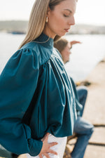 PRE-ORDER Azure Crest Scallop Jacket — Teal Mid Length