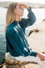 PRE-ORDER Azure Crest Scallop Jacket — Teal Mid Length