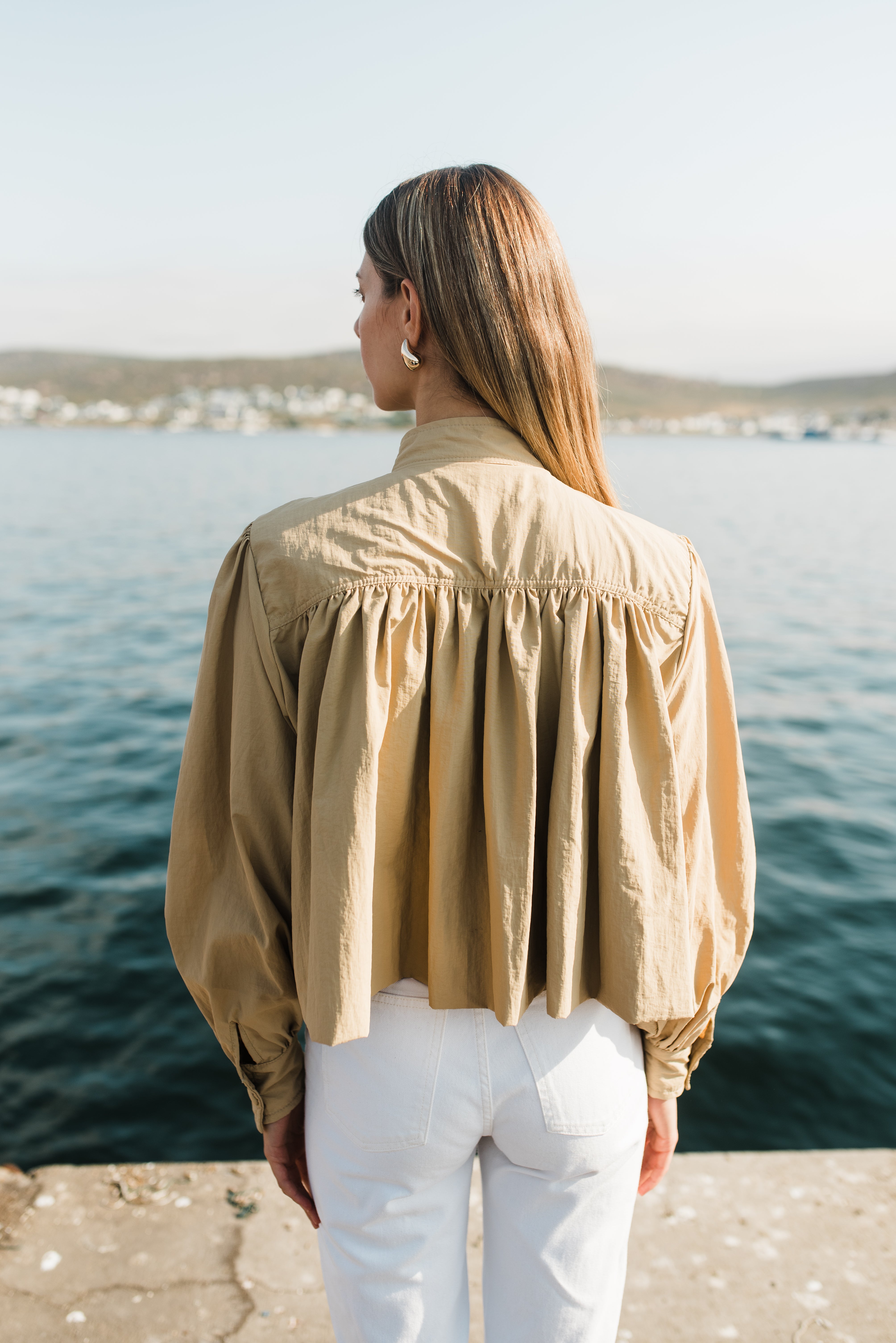 PRE-ORDER Dusk Petal Scallop Jacket — Dark Stone Cropped length