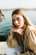 PRE-ORDER Dusk Petal Scallop Jacket — Dark Stone Cropped length