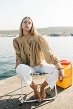 PRE-ORDER Dusk Petal Scallop Jacket — Dark Stone Cropped length