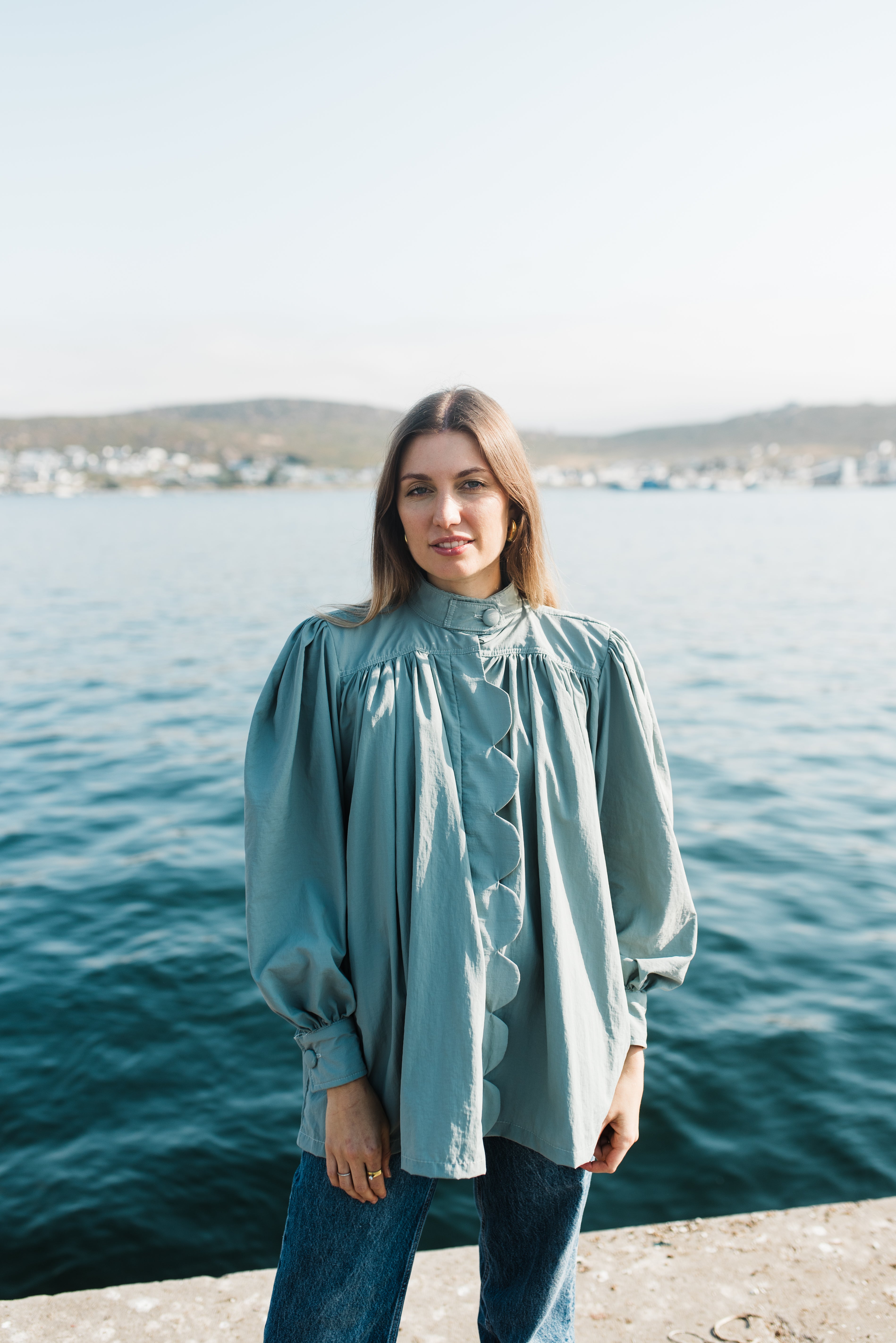 PRE-ORDER Tide Bloom Scallop Jacket - Duck egg Long length