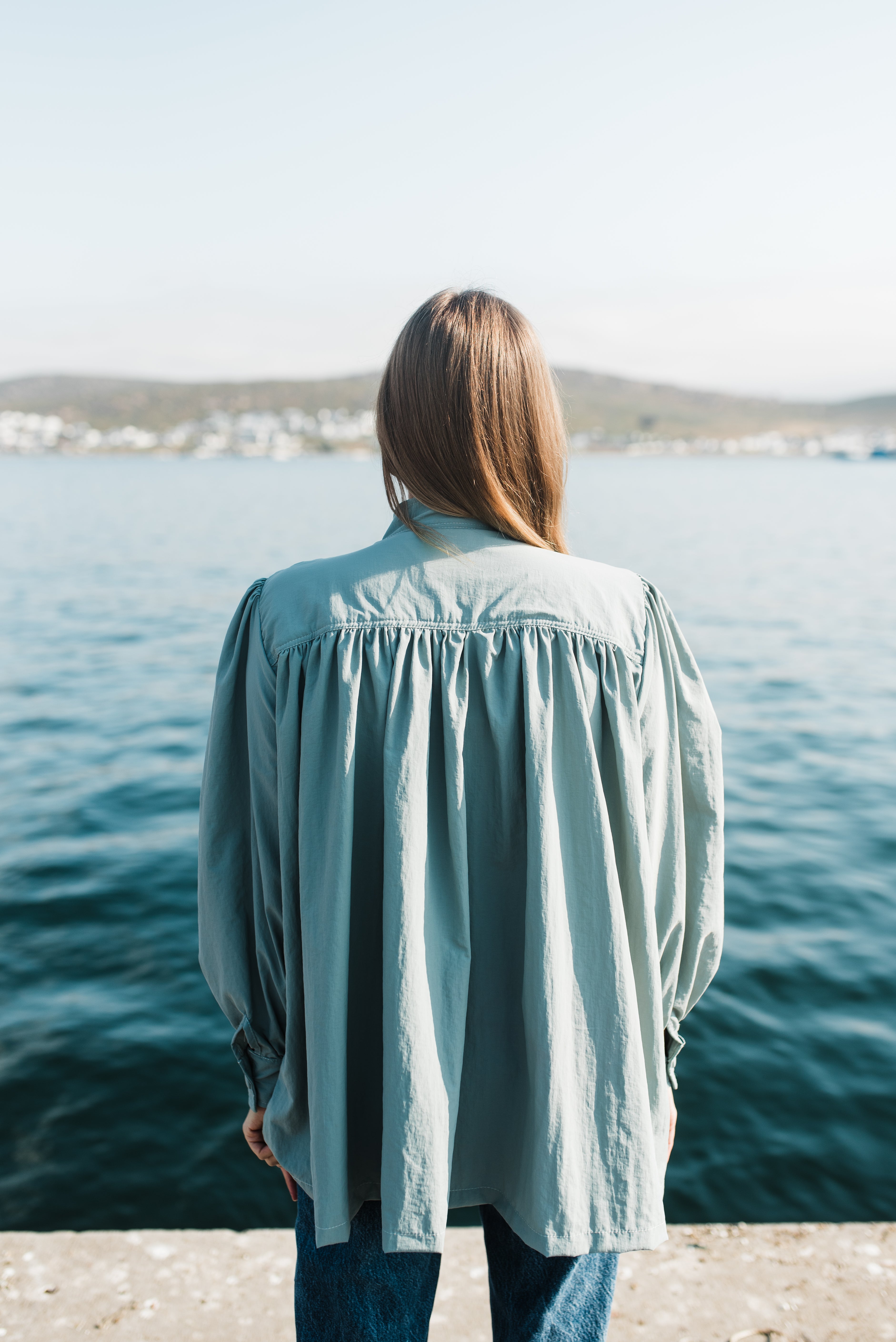 PRE-ORDER Tide Bloom Scallop Jacket - Duck egg Long length