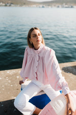 PRE-ORDER Petal Edge Scallop Jacket — Light Pink Cropped